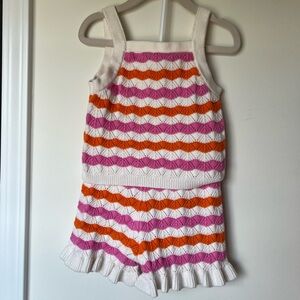 Rare Editions Pink and Orange Knit Tank & Shorts Set - Toddler Girls 3T